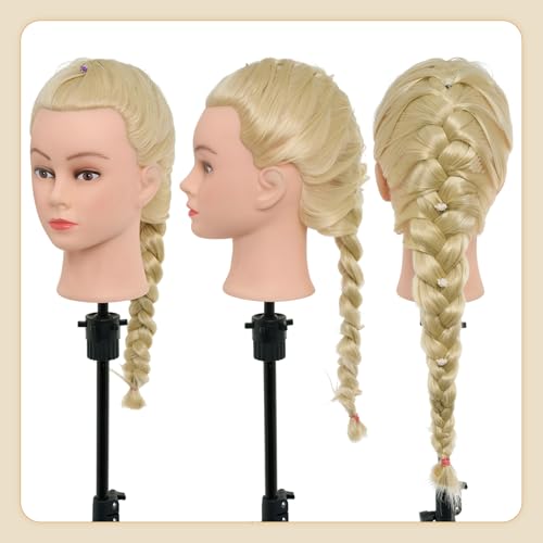 Neverland Beauty 30 Zoll Frisierkopf 100% Synthetisches Haar Trainingsköpfe für Friseure Ausbildung Kopf Puppenkopf zum Frisieren mit Haare Zubehör und Tischklemme(Beige)