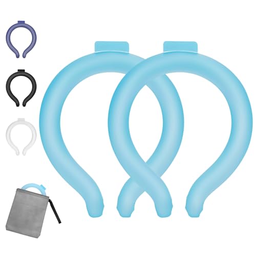 Neck Cooling Tube, Reusable Ice Neck Cooler, Cold Therapy Neck Wrap for Summer Outdoor, Work, Sports, Neck Cooling Tube with Insulated Bag（Blue*2