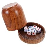 JECOMPRIS Taza Agitadora de Madera Dados y Tapa, Suministros para Juegos en Bar y Fiesta Ktv para Adultos