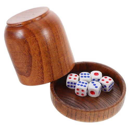 Juego de dados con vaso agitador de madera TOYANDONA para mesas de juego