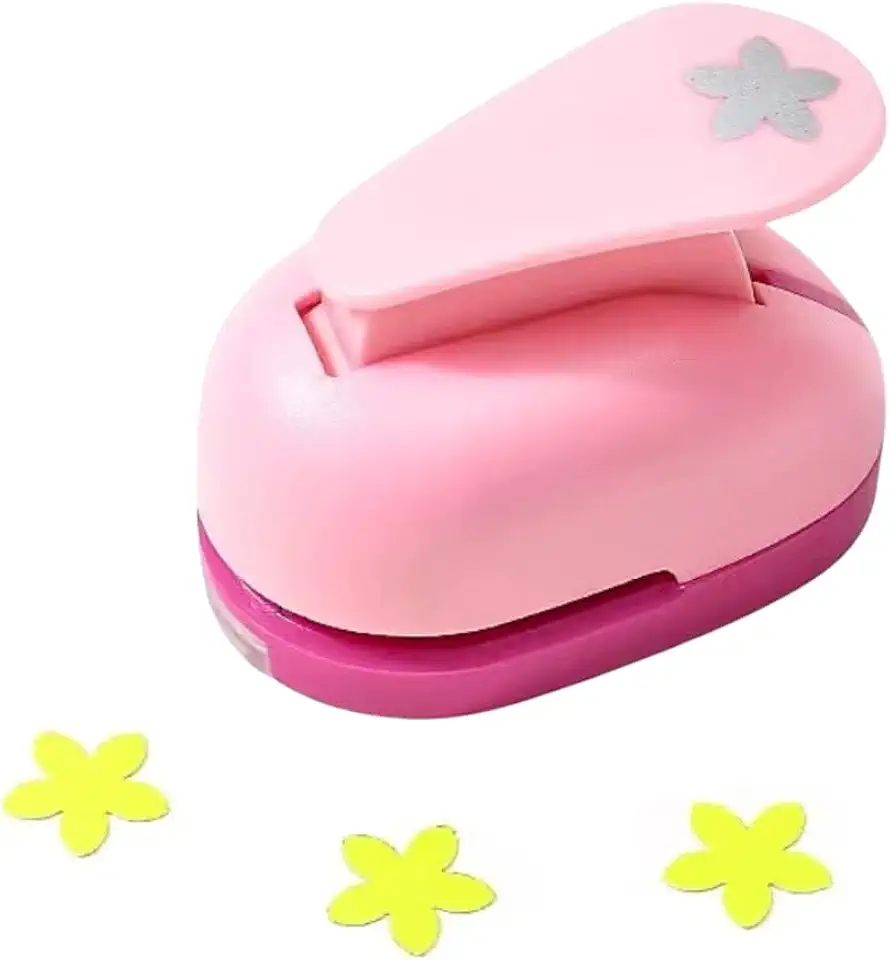 Furador de Papel e EVA, Rosa, Formato Borboleta/Coração/Flor, 6,3x5x4cm, Ideal para Artesanato e Scrapbooking (Flor)
