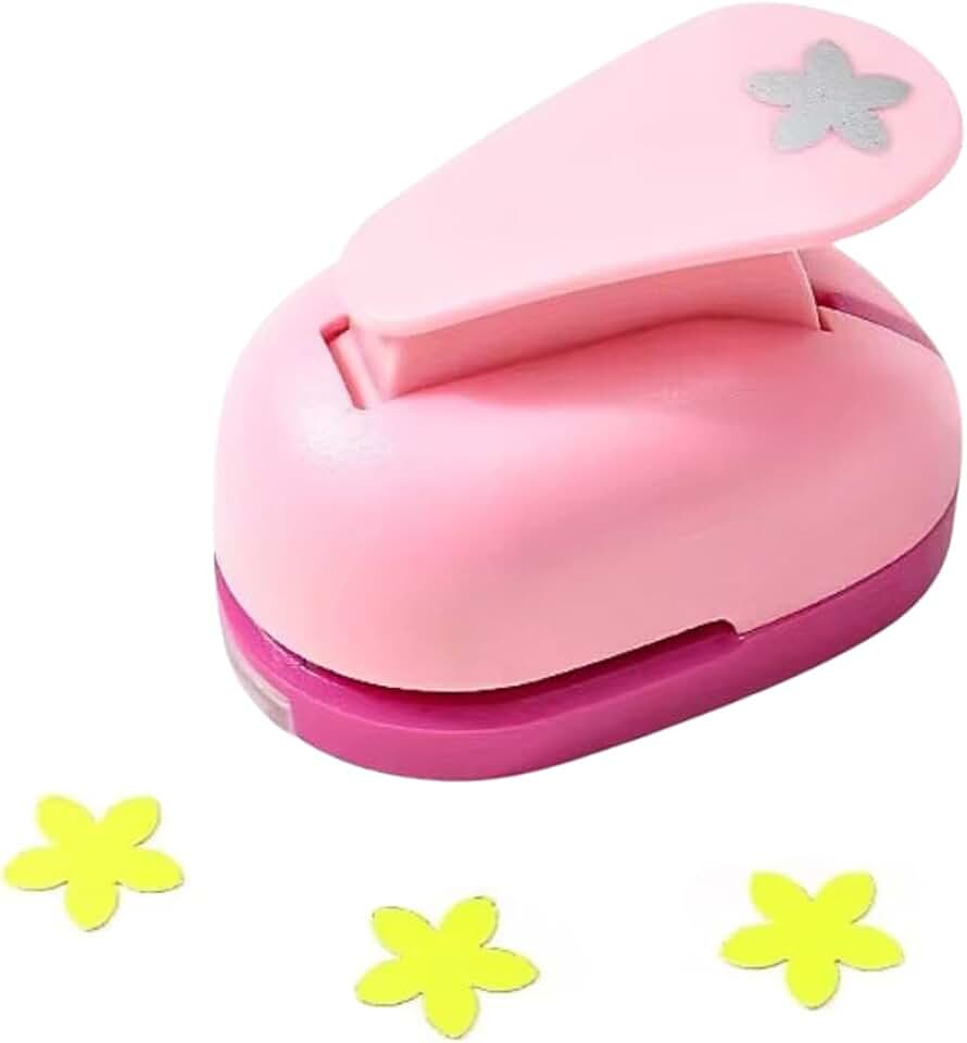 Furador de Papel e EVA, Rosa, Formato Borboleta/Coração/Flor, 6,3x5x4cm, Ideal para Artesanato e Scrapbooking (Flor)