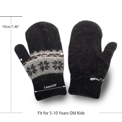 Winter Warm Mittens for Kids - Boys-Girls Cute Snowflake Mittens Outdoor Snow Gloves(for 6-12 Years)2