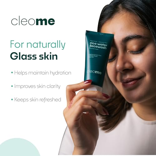 Image of Cleome Rice Water Face Wash with Niacinamide & Hyaluronic Acid | Brightens & Evens Skin Tone | Deep Hydration for Glass Skin | Face Wash for Men & Women | All Skin Types | 50 ml