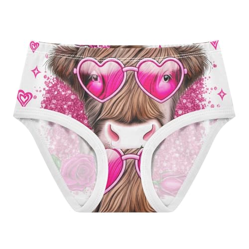 Cute Highland Cow Pink Glasses Little Girl Panties Girls Underwear Toddlers Cotton Animal Briefs Underpants 2t - Main Image