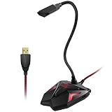 USB Computer Microphone, PC Desktop Microphone with Mute Button LED Indicator for Gaming Chatting Sk