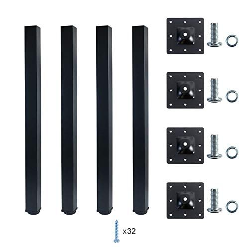 QLLY 27.5 inch Adjustable Metal Desk Legs, Square Office Table Furniture Leg, Set of 4 (70cm, Black) by QLLY - Image 5