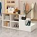 TBLOTYD Industrial Retail Display Tables, 2 Tier Modern Wooden Clothing Shop Clothing Shoes Handbag Display Rack Boutique Display Table,Shopping Mall Double-Sided Nakaj,Light Walnut-L120*W60*H75cm
