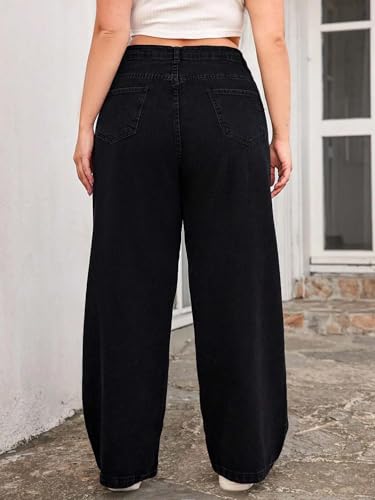 Image of KOTTY Women's Plus Size Straight Fit High Waist Wide Leg Jeans for Stylish Trendy Look