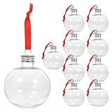 Christmas Drink Balls Shot Glass Ornament Plastic 12pcs Fillable Christmas Tree Ornaments Xmas Water Bottle Bulbs for Holiday Party Decor 100ml(Clear with Silver Lid)
