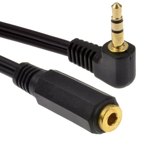 CABLEPELADO Cable alargador Jack 3.5 mm acodado Dorado 0.50 M Negro