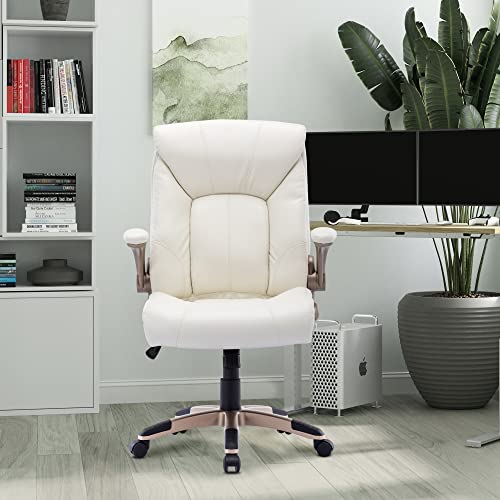 Gnmlp2020 Executive Office Chair,Home Office Desk Chair With Double Thickening Padded And Flip-Up Armrest,Leather Office Chair With Back Support For Office Home Study #TOP6