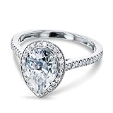 Kobelli Pear Shape Moissanite Halo Engagement Ring 2 1/2 CTW 14k White Gold, Size 5.5