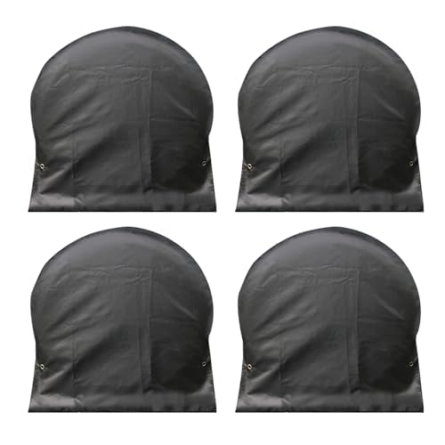 Juego de 4 fundas para neumáticos, color negro, impermeables, para exteriores, para nieve, sol, lluvia, cubierta protectora de neumáticos para RV, caravanas, camiones, remolques, cámper (se adapta a
