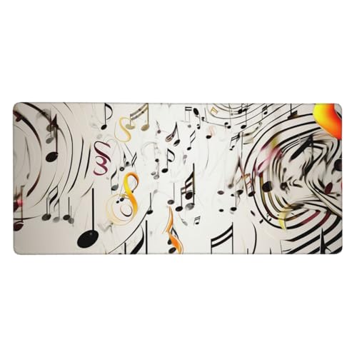 Tapis de souris de jeu avec motif notes de musique - grand sous-main bureau 40x90 cm