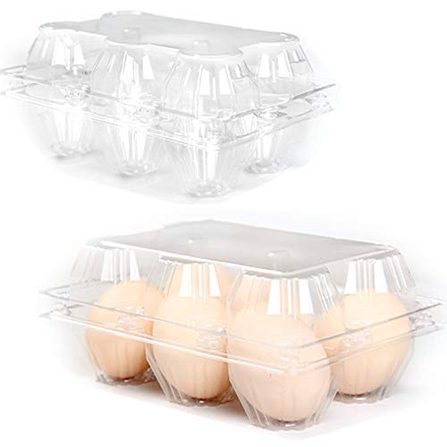48Pack Clear Plastic Disposable Egg Tray Carton Holder for Family Pasture Chicken Farm Business Market- Holds 6 Eggs Securely