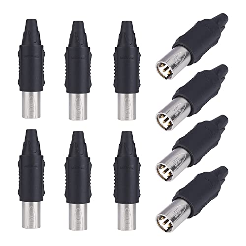 Image of MX 3 Pin XLR connector Microphone Connector pin Pure Copper Nickel Plated Pins1 for High Conductivity microphone cable connector PERENT (3 PIN 2 IN ONE, Pack of 10, MALE /FEMALE)