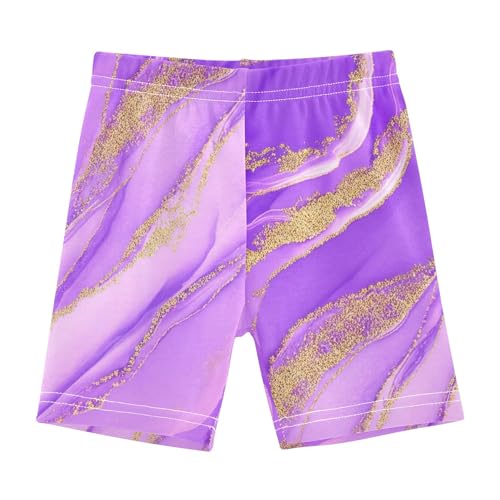 Soft Lavender Marble Golden Glitter Toddler Girls Biker Shorts Cotton Under Dress Shorts Print 4t Children