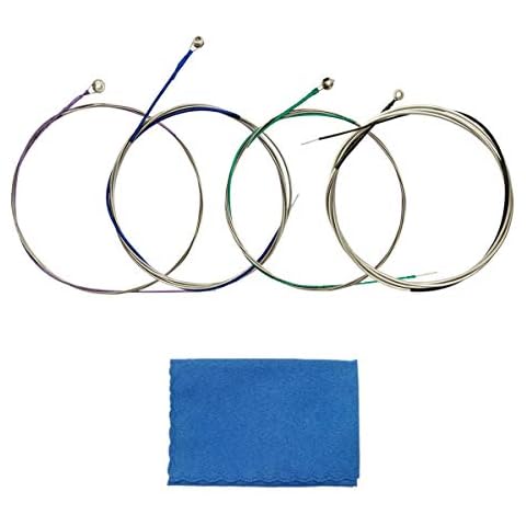 JYsun Cello Strings 1 Full Set A-D-G-C Steel Core Aluminum Magnesium Wound for Size 1/4 1/2 3/4 4/4 with 1 Piece Cleaning Cloth for Musical Instrument Cover