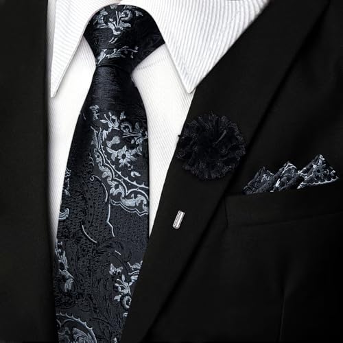 Image of DiBanGu Silk Zipper Ties for Men, Formal Pre-tied Necktie | Adjustable Tie,6PCS,Various Design Styles,Jacquard Woven,Skin-friendly,Practical Gift,Great for Wedding Party,Business Formal