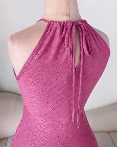 Image of CHICME Womens Summer Halter Dress Hollow Out A Line Vacation Dress