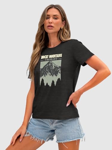 Image of Anbech Womens Dandelion Graphic T-Shirts Teen Girls Cute Sunflower Print Casual Tee Tops