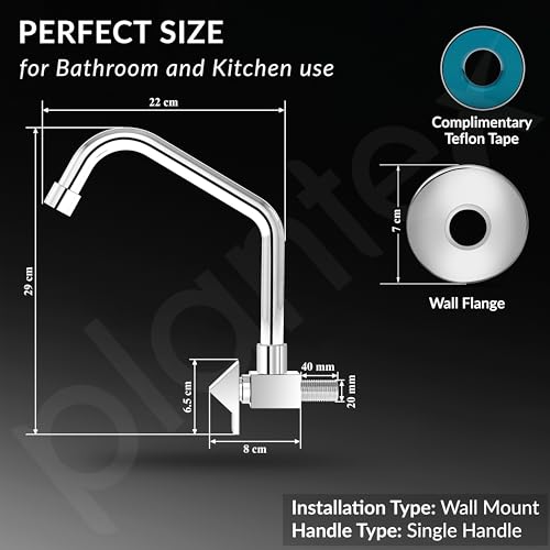 Image of Plantex Kitchen Taps for Home Sink with Water Saving Nozzle for Kitchen Tap /360 Swivel Spout for Sink Tap for Basin with Brass Wall Flange -(PRI-311-Chrome)