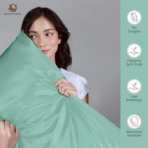 Image of 300 TC Art Silk Satin Pillow Cover Set | Durable Satin Pillow Cover with Envelope Closure | Luxury Satin Pillow Covers | Cozy Satin Pillow Covers (2, Aqua Blue)
