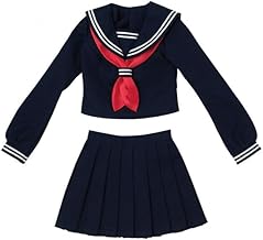 1/3スケール用 AZO2 長袖クラシカルセーラー服＆スカーフset ネイビー×レッド (ドール用)