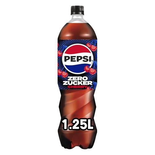 pepsi Zero Zucker Cherry, Das zuckerfreie Erfrischungsgetränk von Pepsi ohne Kalorien, Koffeinhaltige Cola mit Kirschgeschmack in der Flasche, EINWEG (6 x 1.25 l) (Verpackungsdesign kann abweichen) 2