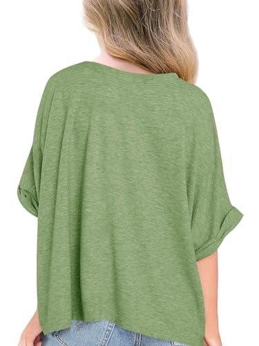 Image of Haloumoning Girls Oversized T-Shirts Short Sleeve Crewneck Summer Casual Loose Tops Tees