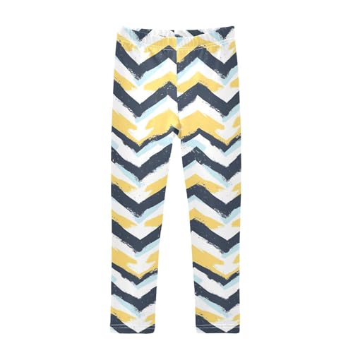 KLL Fashion Zigzag Pattern Yellow Girls Legging Casual High Waisted Sweatpants Gym