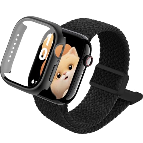 sylacor Braided Stretchy Band with Case Compatible with Kids Apple Watch Band (Black, 41mm) by sylacor - Used condition - US$9.48