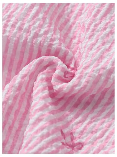 SHENHE Girl's Striped Bow Wide Leg Pants Drawstring Cute Casual Loose Trousers4