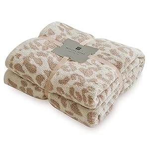 MH MYLUNE HOME Ultra Soft Leopard Throw Blanket (51×63 inches) Khaki Microfiber Blanket Plush Warm Reversible Cheetah…
