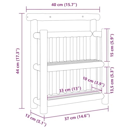 Estantería de pared de bambú flotante de 40 cm para almacenaje decorativo 3