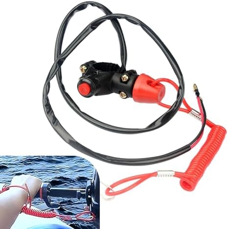 Motorcycle Kill Stop Switch, 2 Wire Tether Double Kill Switch, Em...