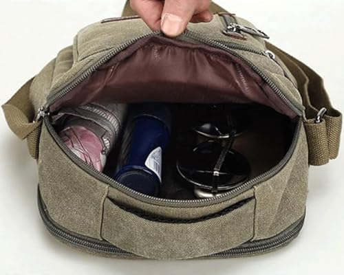 Messenger bag for Men Women, Vintage Canvas Crossbody Bag Shoulder Bag Multi Pocket Purse, Small Messenger Satchel Bag Travel4