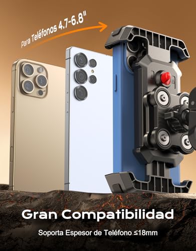 CIRYCASE Soporte Movil Moto [Antivibración Mejorado], Súper Estable Soporte Movil Bicicleta, 360° Rotación y Ajustable Suporte Telemóvel Moto Compatible con iPhone 17/16/15, Galaxy, 4,7-6,8" Teléfonos - imagen 7