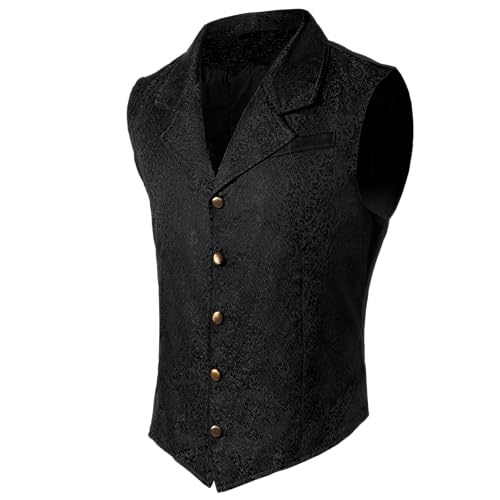 Spooktacular Creations Halloween Victorian Steampunk Gothic Suit Vest for Men, Classic Black Waistcoat Sleeveless for Cosplay