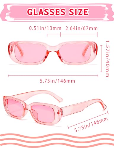 Exquisite Collection of 8 Unique Colored Retro Rectangle Sunglasses for Women – Perfect for Beach ，Driving and Casual Outfits, Orange2