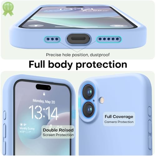 Image of LOVE 3000 Designed for iPhone 16 Case, Premium Silicone with [Soft Anti-Scratch Microfiber Lining] Shockproof Protective Phone Case for Men Women Girls 6.1 inch, Light Blue