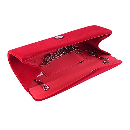 Yuanlar Vintage Evening Clutches Velvet Envelope Bridal Party Shoulder Chain Handbag Purse (Red) #TOP3