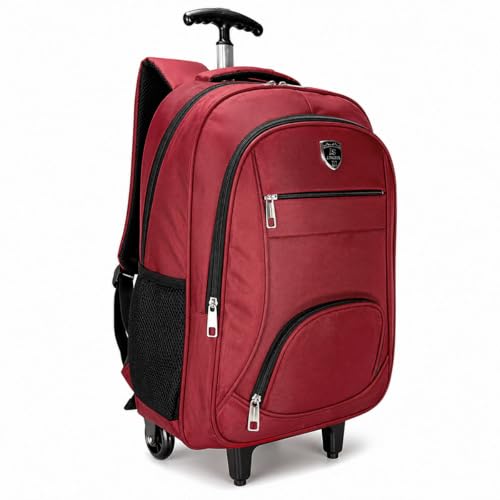 Mochila de Rodinha Escolar Masculina Viagem Menino Faculdade (Vermelho)