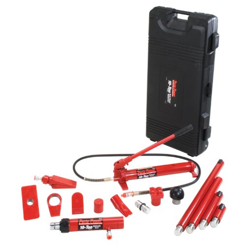Porto-Power B65115 Black/Red Hydraulic Body Repair 19 Piece Kit - 10 Ton Capacity