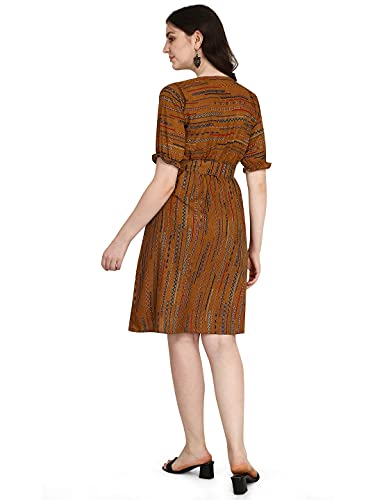 Image of GRECIILOOKS Women's A-Line Rayon Dress Standard Length Kurti