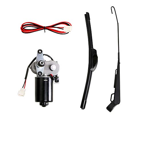 Image of Universal 12V Electric UTV Windshield Wiper Motor Kit Fits Polaris Ranger RZR Kawasaki Golf Cart, Standard Wiper Motor Kit -110 Sweep Wiper Size: Arm: 13.7inch Blade:13.7inch