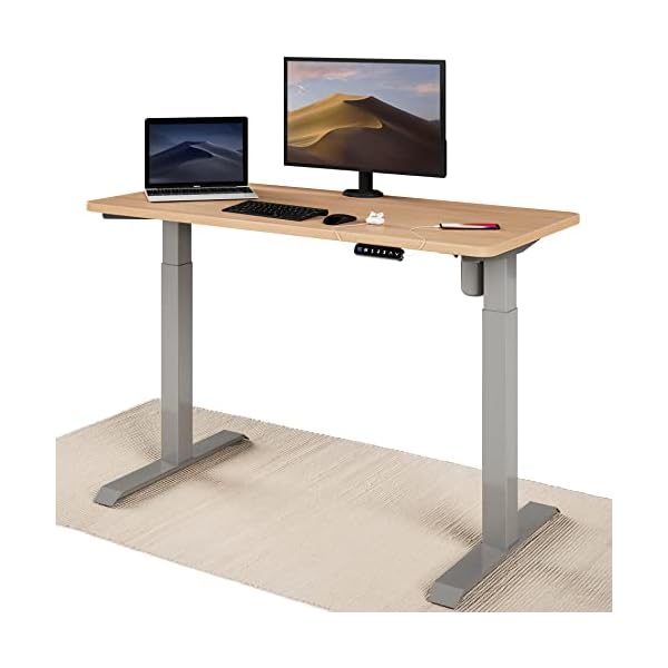 Desktronic Höhenverstellbarer Schreibtisch (120x60 cm) - Sitz- & Stehpult mit Ladebuchsen - Schreibtisch…