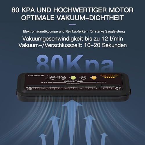 Image of MEGAWISE Model B 2025 Vacuum Sealer | Powerful & Compact | One-Touch Automatic Food Sealer for Cold, Wet, Moist, and Dry Foods | Compatible with Thick, Medium, and Thin Bags | OMNI MACHINE (Black)