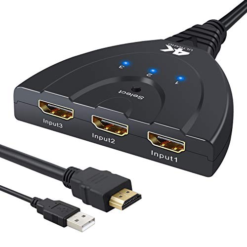Neoteck 4K 3D HDMI Switcher 3 in 1 Out, HDMI Switch with Extra